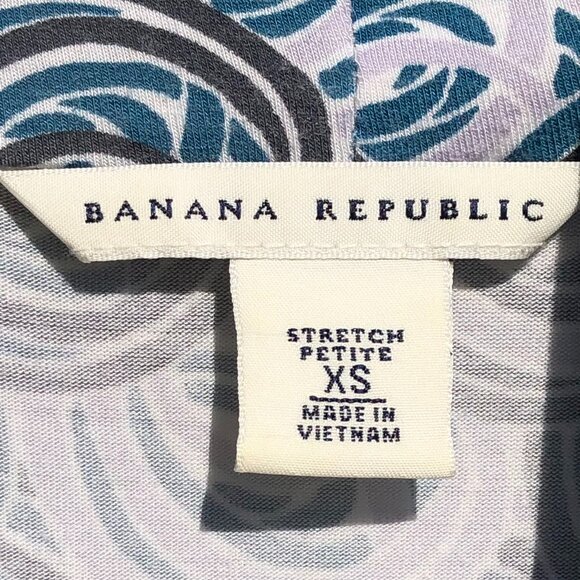 Banana Republic cowl neck short sleeve top women size XS petite swirl pattern - Picture 4 of 6